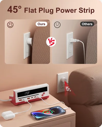 Vista 5 de Regleta de alimentación con puertos USB, cable de extensión de puertos USB 10 en 1 de 100 W con 4 salidas de CA, 3 puertos USB-C y 3 puertos USB-A