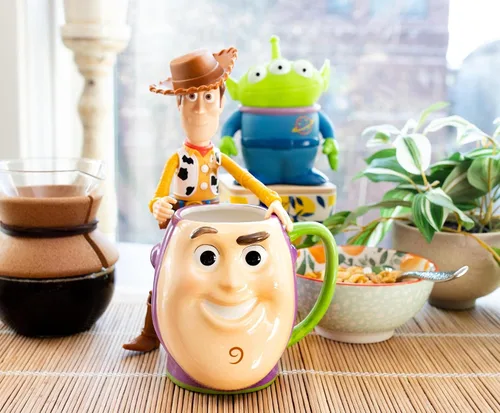 Vista 7 de Silver Buffalo Disney - Taza de té (cerámica), diseño de búfalo 3D, Toy Story Buzz, Blanco/Verde