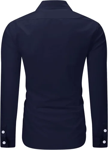 Vista 3 de Ranberone Camisa de vestir casual de algodón de manga corta para hombre cuello en contraste y botones