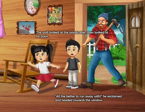 Vista 6 de Caperucita Roja - Libro personalizado con el nombre de tu hijo, para 2 niños, cabello, piel, ojos