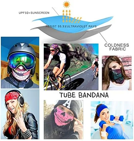 Vista 4 de Máscara de calavera, pañuelo para el cuello, gorro, bufanda mágica, diadema para protección de polvo, sol y viento