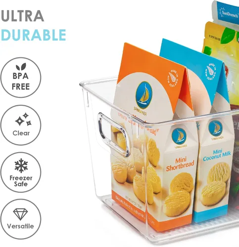 Vista 7 de Vtopmart - 2 unidades de contenedores de plástico transparente con asas para organizar y almacenar artículos y alimentos, ideales para cocina