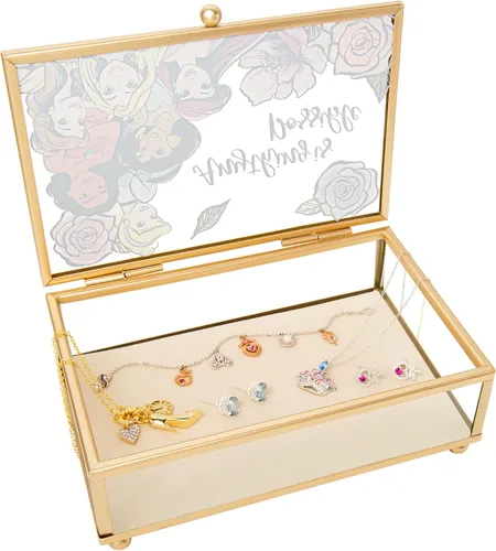 Vista 4 de Disney Princess Anything is Possible - Joyero de cristal con borde dorado con licencia