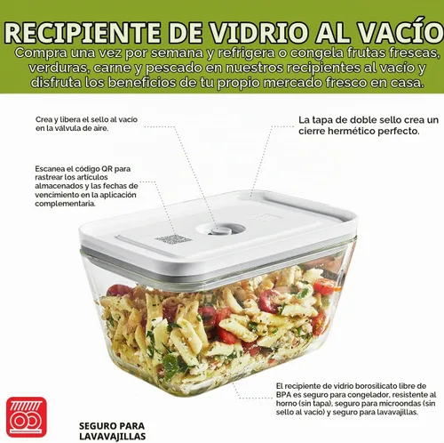 Vista 5 de ZWILLING Fresh & Save Recipiente sellador al vacío mediano, cacerola con tapa, bandeja para brownies, bandeja para lasaña, bandeja para pizza, 9.5 x