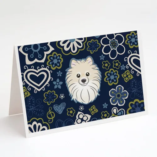 Vista 23 de Caroline's Treasures BB5095GCA7P - Tarjetas de felicitación y sobres con diseño de flores azules y sabuesos afganos, paquete de 8 tarjetas en blanco