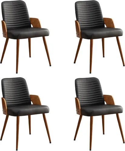 Vista 10 de Juego de 2 sillas de comedor, sillas de cocina modernas de mediados de siglo, sillas decorativas tapizadas de piel sintética, patas de metal, sillas