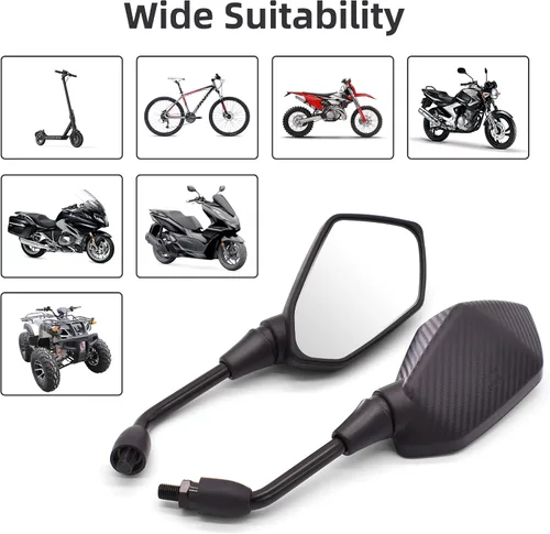 Vista 2 de Espejos laterales universales de motocicleta 2022, espejo retrovisor convexo para manillares, cuatrimoto, motos de nieve, ciclomotor, crucero