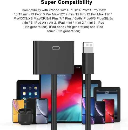 Vista 6 de Adaptador Lightning a 30 pines para iPhone, [certificado Apple MFi] Convertidor de carga y transferencia de datos hembra de 8 pines a 30 pines