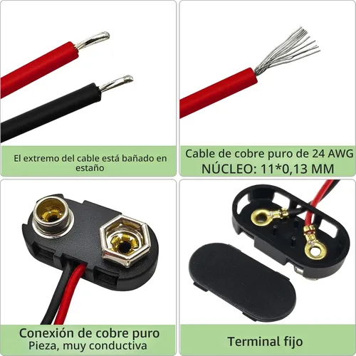 Vista 4 de Conector de batería de 9 V, 10 piezas tipo T de 9 voltios conector de hebilla de plástico duro utilizado en experimentos estudiantiles, u otros