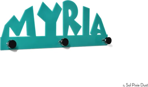 Vista 2 de Modern Wall Hook - Turquoise - Custom Name - Personalized Wall Hook - Nursery Room Decor - Coat Hook - Decorative Wall Hooks - Kids Room