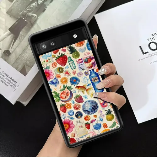 Vista 1199 de Compatible con Google Pixel 4A 5G Mobile Case Creative Acrylic Panel trasero Silicona Protección Grip especialmente diseñado para Google Pixel 4A 5G