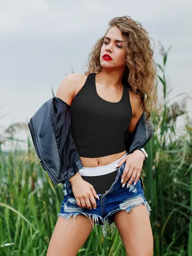 Vista 5 de 4 camisetas cortas básica sin mangas con espalda cruzada para mujer
