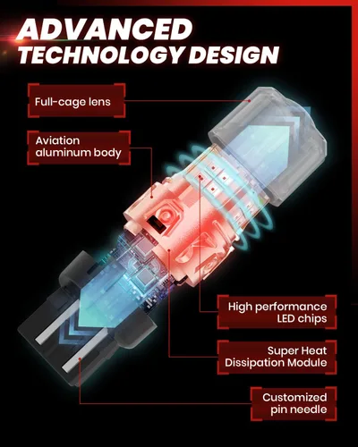 Vista 5 de LASFIT Bombillas LED L2 7440 7443 de luz de freno roja, luces traseras, súper brillantes T20 7441 7444 W21W reemplazo para luces traseras de parada