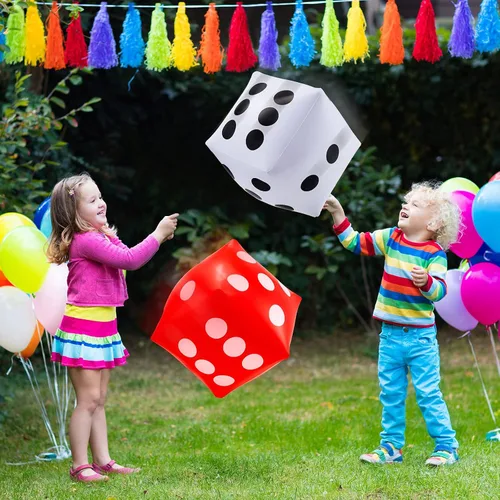 Vista 4 de Aoriher Paquete de 2 dados inflables gigantes, dados gigantes de 11.8 pulgadas para juegos amplios en interiores y exteriores, juguetes de piscina