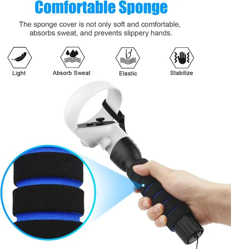 Vista 3 de AMVR Dual Handles Extension Grips for Meta Quest 2QuestRift S Controllers Playing Beat Saber