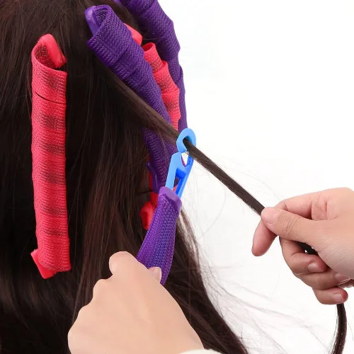 Vista 7 de Rizadores de pelo de 22 pulgadas gancho sin calor rizos gancho rizadores de pelo estilo (azul)