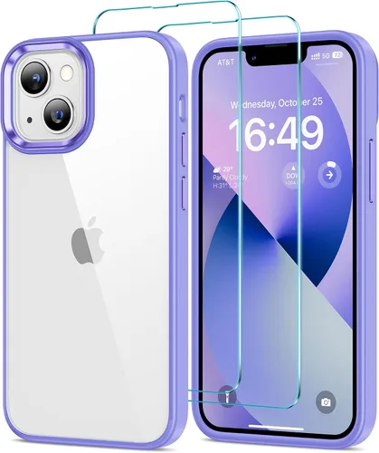 Vista 48 de HOOMIL Funda para iPhone 11 con 2 protectores de pantalla de vidrio templado, no amarillea, protección contra caídas, arañazos, transparente, parte