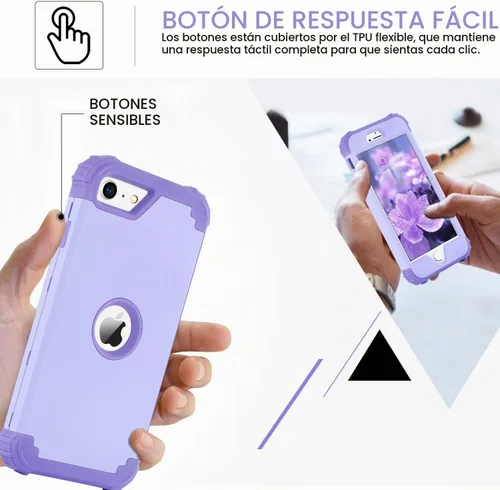 Vista 5 de BENTOBEN Funda para iPhone SE 2022 y iPhone SE 2020, resistente 3 en 1, cuerpo completo, resistente, a prueba de golpes, híbrida de policarbonato