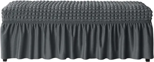 Vista 8 de SZJIAHTM Funda elástica suave para banco de comedor con falda, protector de reposapiés de poliéster, celosía de burbujas, fundas para banco de piano
