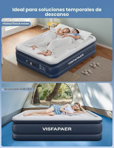 Vista 7 de Colchón de aire twin con bomba incorporada elevada, colchón inflable de 18 pulgadas de alto, colchón inflable eléctrico, cama de inflado rápido
