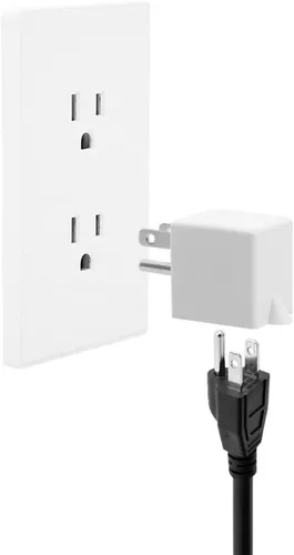 Vista 3 de 90 grados NEMA 5-15P a 5-15R cambiador de dirección en ángulo adaptador blanco