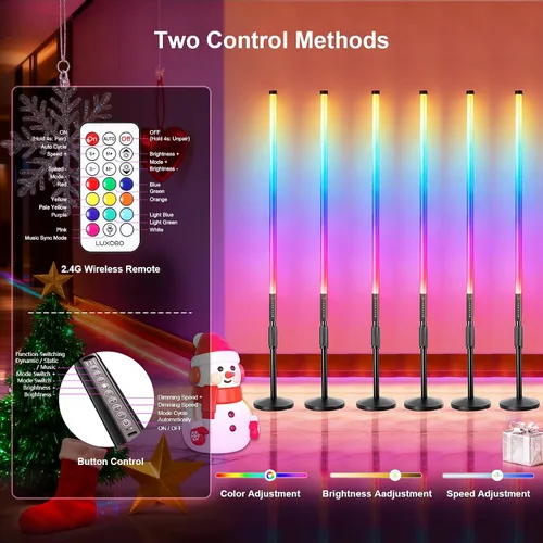 Vista 7 de Paquete de 6 luces de tubo de DJ con funda, luces RGB de 4 pies, 5000 mAh, alimentadas por batería, tubos de luz LED de neón, soporte de 500 efectos