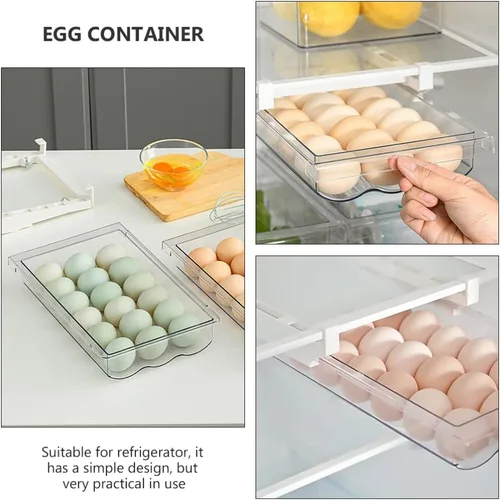 Vista 8 de SOLUSTRE Cajones de almacenamiento para refrigerador, cajones de almacenamiento de huevos, contenedores de alimentos frescos para congelador