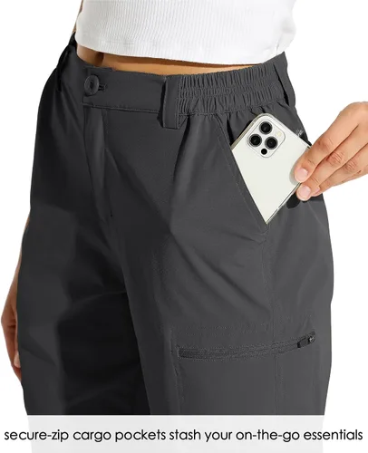 Vista 3 de Willit - shorts de senderismo para mujer, de 10 pulgadas, elásticos, para golf, activos, de secado rápido, pantalones cortos de verano