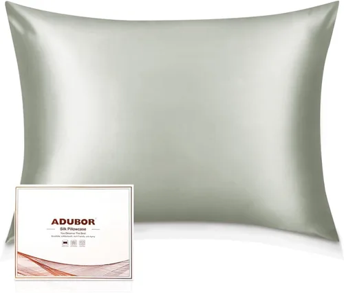 Vista 29 de Adubor Funda de almohada 100% de seda, fundas de almohada de seda de morera, 22 fibras de grado Momme 6A, funda de almohada de seda para la salud