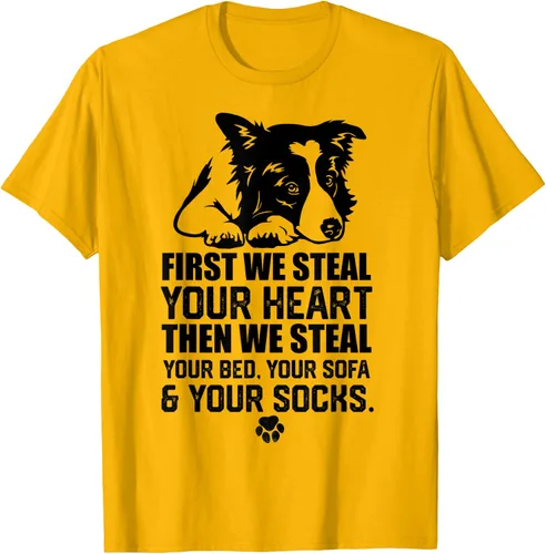 Vista 45 de Border Collie Steal Your Heart Steal Your Bed - Camiseta de sofá, Gris