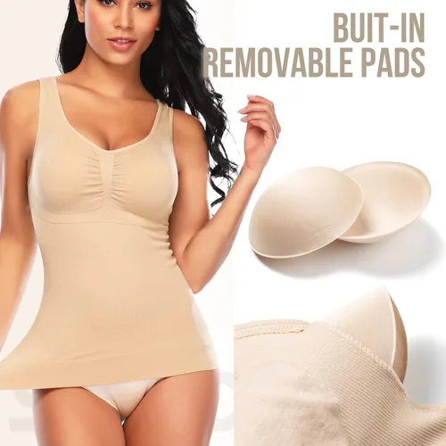 Vista 2 de SLIMBELLE Camisola para mujer con control de abdomen y moldeador de cuerpo con brasier integrado