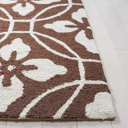 Vista 4 de SAFAVIEH Four Seasons Collection FRS236E - Alfombra de pasillo floral con gancho a mano, 2 pies 3 pulgadas x 8 pies, color chocolate y marfil