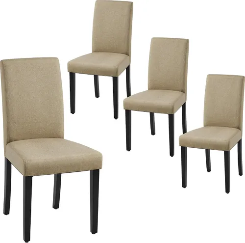 Vista 12 de Yaheetech Juego de 4 sillas de comedor tapizadas para cocina, color marrón Marrón oscuro