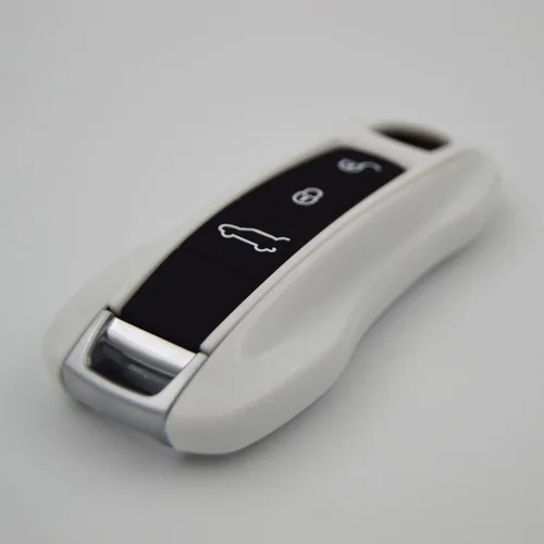 Vista 3 de Reemplazo de carcasa de llavero ABS pintado, juego de 3 piezas para Porsche (992) Cayenne, Macan, 911 Blanco metálico