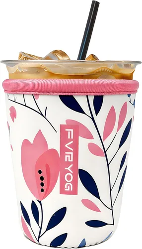 Vista 83 de Fundas de neopreno reutilizables aisladas para café helado, fundas para tazas de café helado, fundas para bebidas heladas y calientes