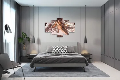 Vista 3 de Lienzo extra grande sexy chica desnuda durmiendo en la cama, arte de pared con marco de madera sexy para mujeres desnudas, obras de arte, arte