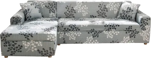 Vista 14 de HOTNIU Funda de sofá seccional de 2 piezas, funda elástica suave para sofá en forma de L, funda de sofá modular moderna con estampado para sala