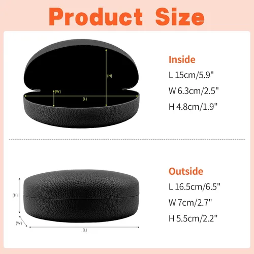 Vista 5 de Paquete de 2 fundas rígidas grandes para lentes de sol, funda protectora para gafas de sol y lentes