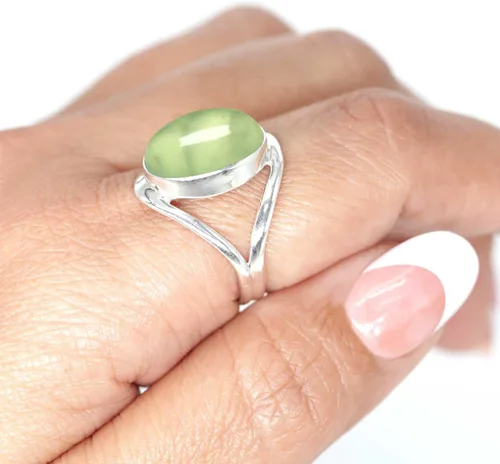 Vista 2 de JEWELOPORIUM - Anillo de plata de ley 925 hecho a mano para mujer, 10 x 14 pulgadas con piedras preciosas ovaladas, joyería para regalo (99021_R)