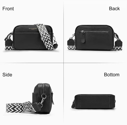 Vista 3 de Lushandy Bolsos cruzados de cuero para mujer, bolso cruzado para cámara, bolso de correa gruesa, bolso de hombro pequeño de moda con correa