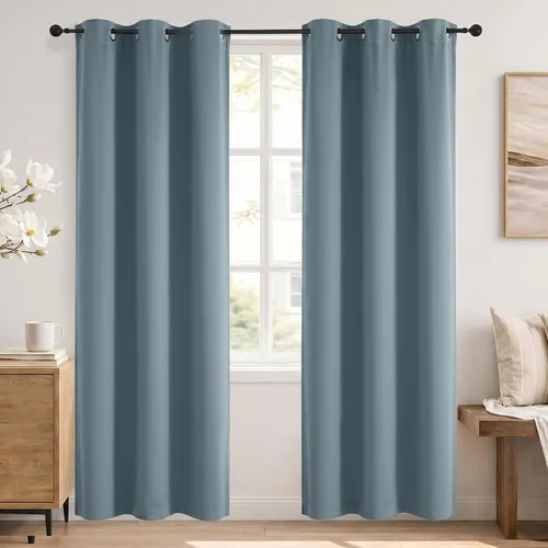Vista 52 de Simplebrand Cortinas blancas puras de 96 pulgadas de largo para oscurecer la habitación, juego de 2 paneles para dormitorio/sala de estar, bloqueo