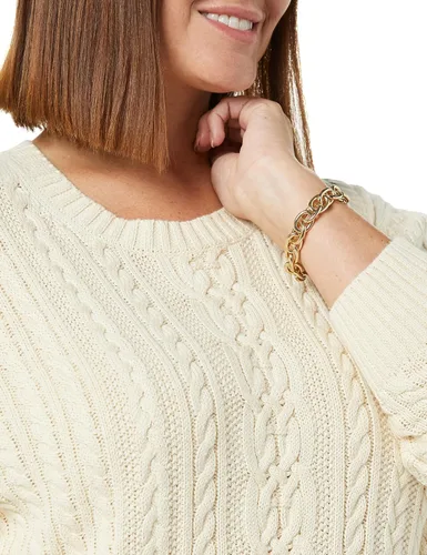 Vista 5 de Tienda Essentials - Suéter de manga larga con cuello redondo para mujer, de punto trenzado, (disponible en talla extragrande)