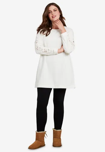 Vista 3 de Ellos Sudadera tipo túnica con ribete de encaje en talla grande para mujer
