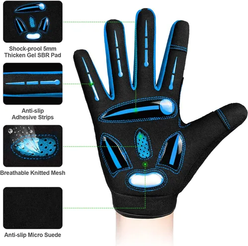 Vista 3 de BIKINGMOREOK - Guantes de ciclismo para bicicleta de montaña, para hombre y mujer, permite el uso de pantallas táctiles, con acolchado de gel