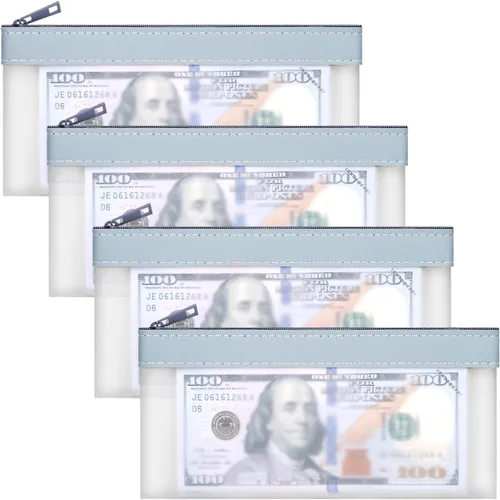 Vista 10 de Sobres transparentes para dinero en efectivo, bolsa de 7.6 x 3.7 pulgadas 4