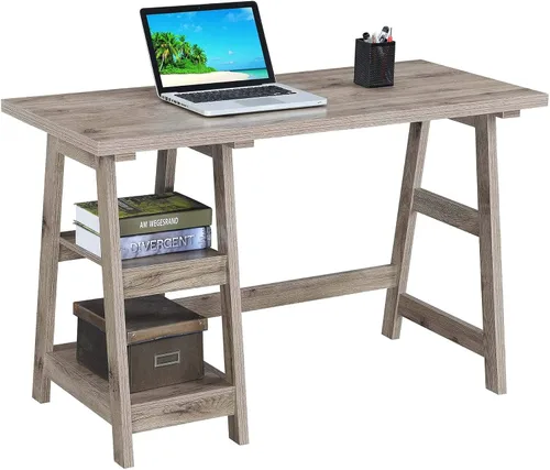 Vista 4 de UrbanPro Escritorio de caballete de madera contemporáneo en madera flotante natural