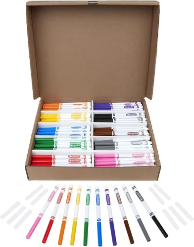 Vista 2 de Marcadores de línea fina Crayola, paquete de 200 unidades, marcadores a granel para niños para preescolar, jardín de infantes, aulas de primaria