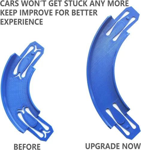 Vista 2 de Conectores de pista de carreras compatibles con ruedas calientes, giro de Paquete de 10, edición actualizada, compatible con Hot Wheels Classic Azul
