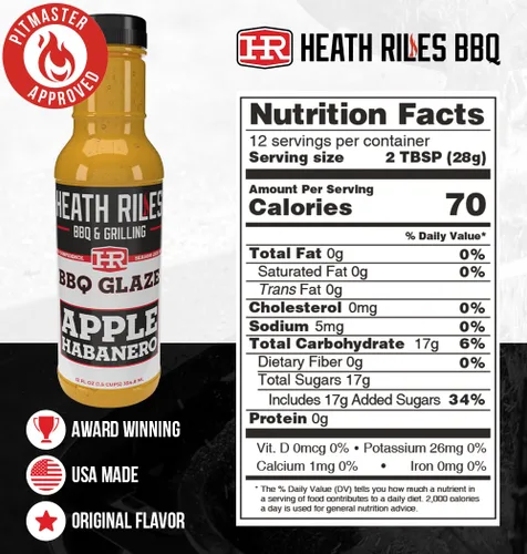 Vista 2 de Heath Riles BBQ Glaseado para barbacoa habanero de manzana – Salsa BBQ de manzana, glaseado de costillas dulce y picante para paleta de cerdo