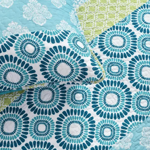 Vista 4 de Lush Decor - Juego de ropa de cama de 3 piezas, colorido diseño bohemio a rayas, reversible